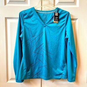 NORDIC TRACK DRI LONG SLEEVE MESH TEE CANEEL PRINT SIZE LARGE